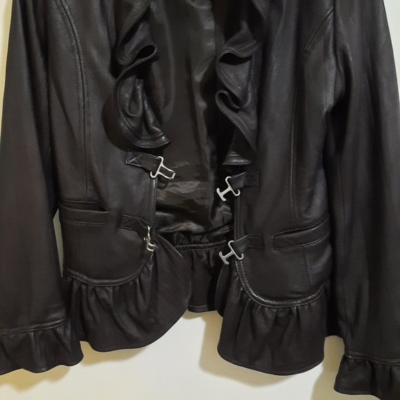 United face ruffled leather jacket - Picture 9 of 12